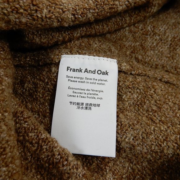 FRANK AND OAK Mens The Boucle Knit Crewneck SWEATER Size XXL Kelp Brown NEW - Picture 9 of 9